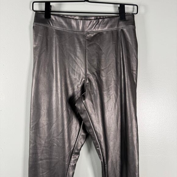 NWT Express Womens Metallic Stretch Mid Rise Faux Leather Skinny Leg Pants S - Picture 2 of 12